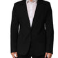 Dolce & Gabbana Black Pinstripe Men Single Breasted Jacket