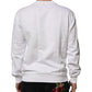 Dolce & Gabbana White Logo Embossed Cotton Sweatshirt Sweater