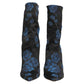 Dolce & Gabbana Black Blue Floral Stretch Sock Boots Shoes