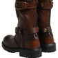 Dolce & Gabbana Brown Leather Mid Calf Biker Boots Shoes