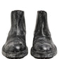 Dolce & Gabbana Black Gray Leather Ankle Chelsea Boots Shoes