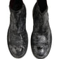 Dolce & Gabbana Black Gray Leather Ankle Chelsea Boots Shoes