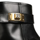 Dolce & Gabbana Black Leather Buckle Mid Calf Boots Shoes