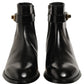 Dolce & Gabbana Black Leather Buckle Mid Calf Boots Shoes