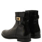 Dolce & Gabbana Black Leather Buckle Mid Calf Boots Shoes