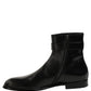 Dolce & Gabbana Black Leather Buckle Mid Calf Boots Shoes