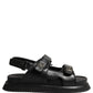 Dolce & Gabbana Black DG Logo Sandals Flats Slippers Shoes