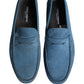 Dolce & Gabbana Blue Calfskin Leather Driver Loafers Shoes