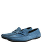 Dolce & Gabbana Blue Calfskin Leather Driver Loafers Shoes