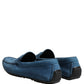 Dolce & Gabbana Blue Calfskin Leather Driver Loafers Shoes