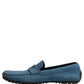 Dolce & Gabbana Blue Calfskin Leather Driver Loafers Shoes