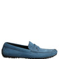 Dolce & Gabbana Blue Calfskin Leather Driver Loafers Shoes