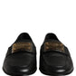 Dolce & Gabbana Black Leather Logo Plaque Loafers Men Shoes