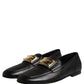 Dolce & Gabbana Black Leather Logo Plaque Loafers Men Shoes