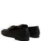 Dolce & Gabbana Black Leather Logo Plaque Loafers Men Shoes