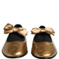 Dolce & Gabbana Metallic Gold Leather Flats Loafers Shoes