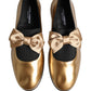 Dolce & Gabbana Metallic Gold Leather Flats Loafers Shoes