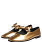 Dolce & Gabbana Metallic Gold Leather Flats Loafers Shoes
