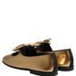 Dolce & Gabbana Metallic Gold Leather Flats Loafers Shoes
