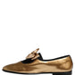 Dolce & Gabbana Metallic Gold Leather Flats Loafers Shoes