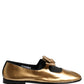Dolce & Gabbana Metallic Gold Leather Flats Loafers Shoes
