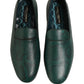 Dolce & Gabbana Dark Green Embossed Leather Loafers Shoes