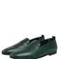 Dolce & Gabbana Dark Green Embossed Leather Loafers Shoes