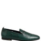 Dolce & Gabbana Dark Green Embossed Leather Loafers Shoes