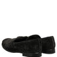Dolce & Gabbana Black Suede Slip On Men Slippers Loafers Shoes