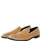 Dolce & Gabbana Beige Suede Slip On Slippers Loafers Shoes