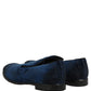 Dolce & Gabbana Blue Suede Slip On Men Slippers Loafers Shoes