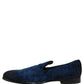 Dolce & Gabbana Blue Suede Slip On Men Slippers Loafers Shoes
