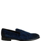 Dolce & Gabbana Blue Suede Slip On Men Slippers Loafers Shoes
