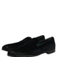 Dolce & Gabbana Black Suede Slip On Slippers Loafers Shoes
