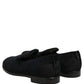 Dolce & Gabbana Black Suede Slip On Slippers Loafers Shoes
