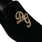 Dolce & Gabbana Black Suede DG Logo Slippers Men Loafers Shoes