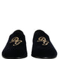 Dolce & Gabbana Black Suede DG Logo Slippers Men Loafers Shoes