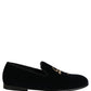 Dolce & Gabbana Black Suede DG Logo Slippers Men Loafers Shoes