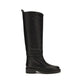 Stuart Weitzman Black Calf Leather Bos Taurus Flat Boots
