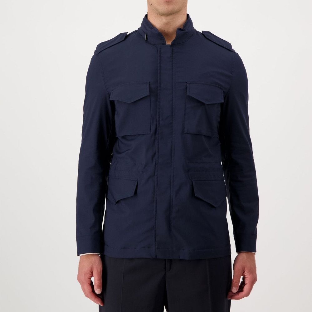 Autore Blue Cotton Full-Length Jacket