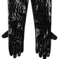 Dolce & Gabbana Black Polyester Patterned Short Length Gloves