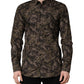 Dolce & Gabbana Brown Camouflage Long Sleeve Men Dress Shirt