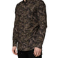 Dolce & Gabbana Brown Camouflage Long Sleeve Men Dress Shirt