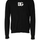 Dolce & Gabbana Black Wool DG Logo Men Crew Neck Sweater