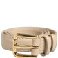 Dolce & Gabbana Beige Embossed Leather Gold Buckle Belt Strap Bracelet