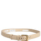 Dolce & Gabbana Beige Embossed Leather Gold Buckle Belt Strap Bracelet