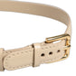 Dolce & Gabbana Beige Embossed Leather Gold Buckle Belt Strap Bracelet