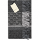 Gucci Monogram Charcoal Grey Cashmere & Wool Scarf with Fringe