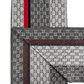 Gucci Monogram Grey Cashmere & Wool Scarf with Red & Black Stripe