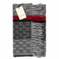 Gucci Monogram Grey Cashmere & Wool Scarf with Red & Black Stripe